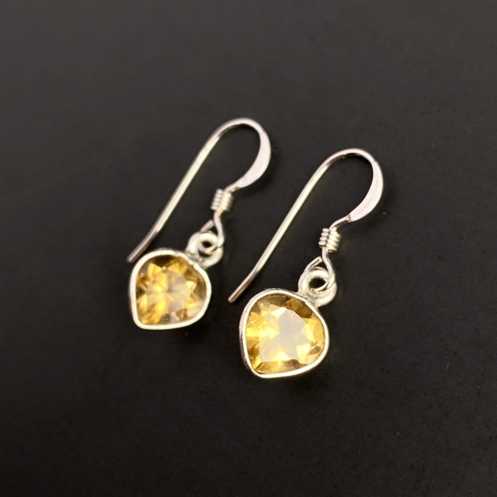 Citrine Gemstone Sterling Silver Dangle Earrings